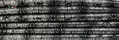 METALLIC SILVER SNAKE PRINT On Soft Goatskin Leather 2 skins 10+sqf 0.9mm #B7852 - Image 1 of 4