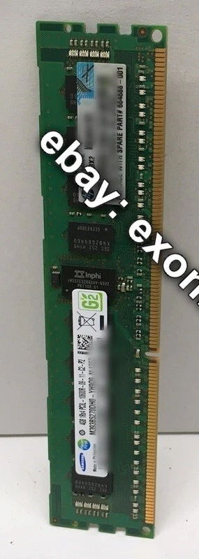 647893-B21 - HP 4GB Single Rank x4 PC3L-10600 (DDR3-1333) Memory Kit 664688-001 - Image 1 of 1