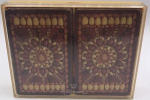 Tarjetas de juego de puente de doble mazo vintage Hallmark 1960 bocadillos adecuados estuche dorado - Imagen 1 de 4