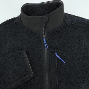 Vineyard Vines Jacket Mens Medium Sherpa Fleece Full Zip Black Logo 1K004324 - Picture 1 of 14