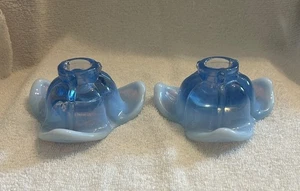 Duncan Miller Blue Opalescent American Way Candleholders 1942 - Picture 1 of 6