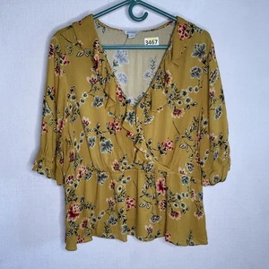 Top donna Sundance Calla floreale con volant e colletto peplo arricciato taglia XL giallo - Foto 1 di 10