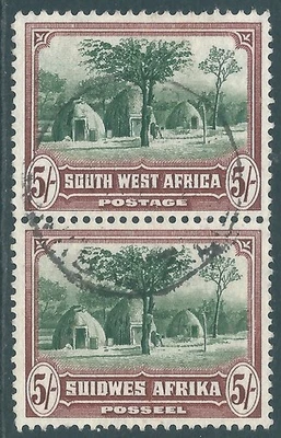SOUTH WEST AFRICA 1931 used 5/- pair SG83 - Image 1 of 2