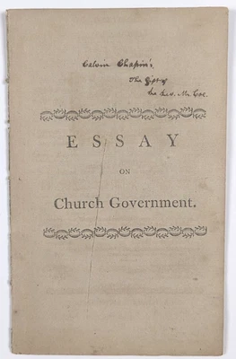 PRESBYTERIANISM Antique American Pamphlet Essay Church Government 1801 - Image 1 of 4