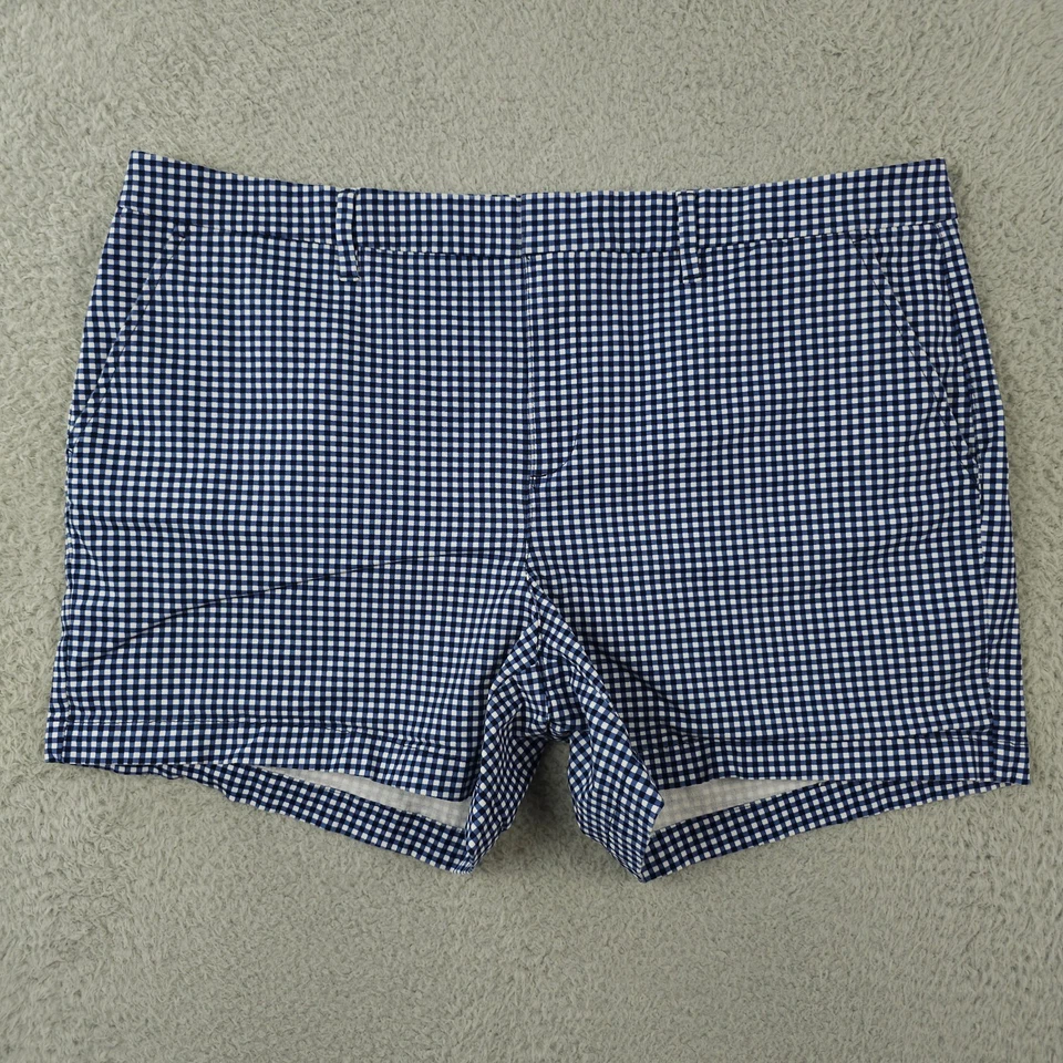 Tommy Hilfiger 短裤女式 18 蓝色白色格子格子斜纹布弹力学院风 — 第 1/4 张图片