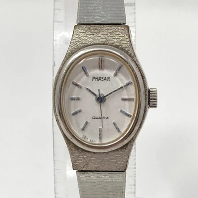 Винтажные женские часы Phasar 16 мм серебристые V811-5100 регулируемый новый аккумулятор - Изображение 1 из 4
