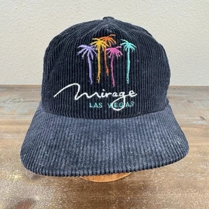 Vintage Mirage Las Vegas Hotel & Casino Palm Tree Corduroy Snapback Hat Black - Picture 1 of 14