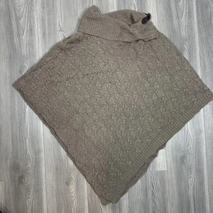 Eight Eight Eight Brown Cable Knit Women's Poncho Sweater with Buckle Detail - Picture 1 of 6