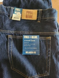 Full Blue Men's Big & Tall 5-Pocket Relaxed Fit Jean 44 X 30 - Picture 1 of 4