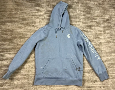 Carhartt Hoodie Womens Medium Blue Pocket Cotton Blend Outdoor Workwear - Image 1 of 4