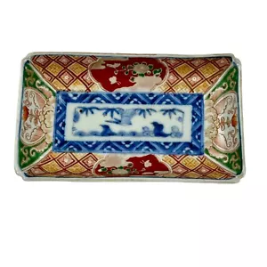 Japanese Meiji Imari hand painted rectangle dish plate 8" x 4.5” EXC - Picture 1 of 17