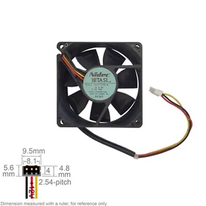 Fan Muffin Cooling DC 12V DC12V 12VDC 80mm 80x80x25 Nidec BETA SL D08T-12PU B - Picture 1 of 4