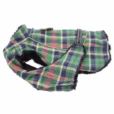 Alpine Flannel-Green Plaid Jacket Vest for Dogs 4XL - Lined in Soft Thick Fleece - Image 1 of 4