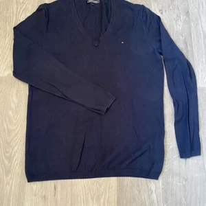 Tommy Hilfiger V-Neck Tight Knit Navy Blue Pullover/Pullover Damen Gr. XL - Bild 1 von 4