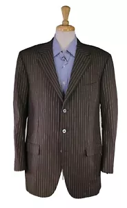 Belvest for Bernini Suit Jacket 44R Brown Stripe Super 120s Wool Blazer Italy - Picture 1 of 11