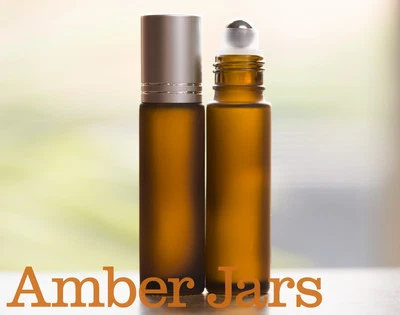 12 x 10ml Frosted Amber Glass Roller Ball  Bottles - Roll on Aromatherapy Bottle - image 1 of 4