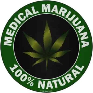 Insegna in metallo circolare rotonda novità marijuana medica 8" parete casa garage - Foto 1 di 1