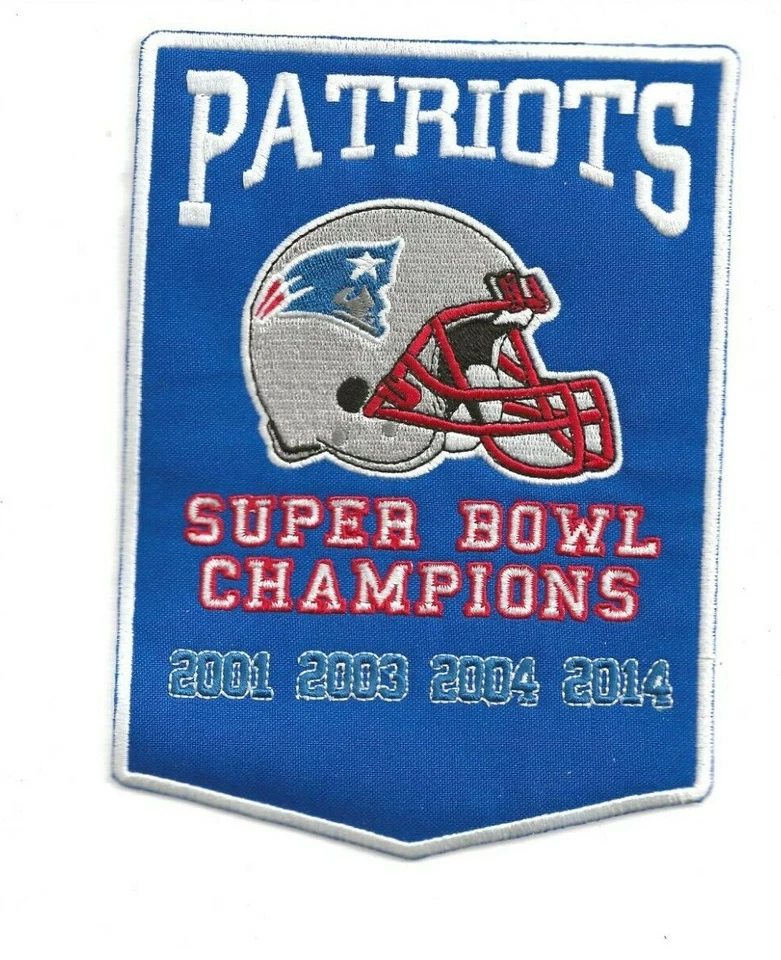 NEW 5 X 7" NEW ENGLAND PATRIOTS DYNASTY BANNER IRON ON PATCH FREE SHIP - Image 1 of 1