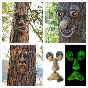 Divertente vecchio albero abbracciatore scultura stravagante giardino cortile esterno 3D decorazione viso - Foto 1 di 15
