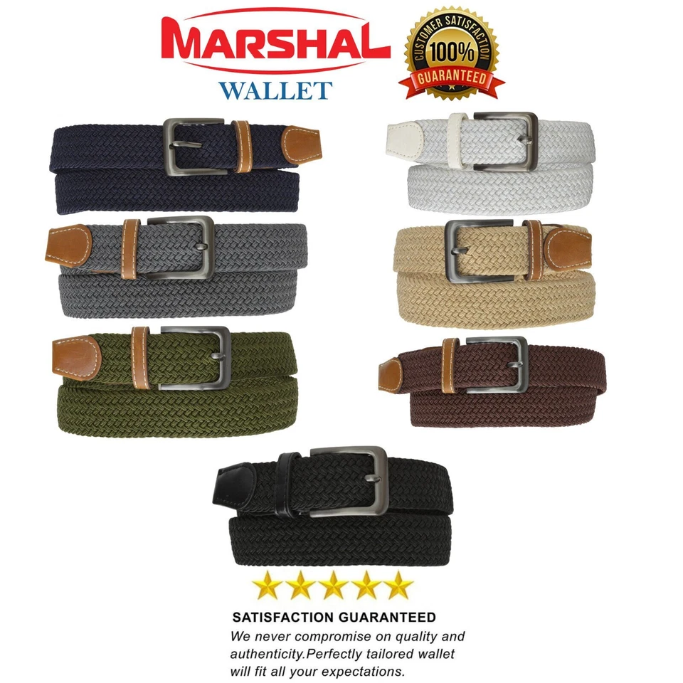 Marshal Wide Men's Elastic Stretch Belt metal Buckle Belt Casual Golf Belt - Image 1 of 1