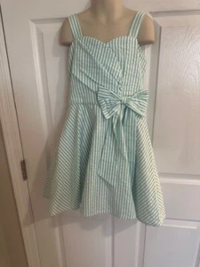 Rare Editions Girls Size 10 Blue Striped Sundress - Picture 1 of 11