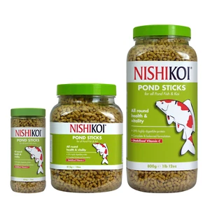 205g 415g 800g 1575g NISHIKOI POND STICKS FLOATING KOI FISH FOOD GOLDFISH HEALTH - Picture 1 of 5