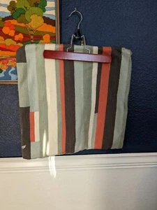 West Elm TWO Crewel Gray Pink 18" by 18" Stripe Rectangle Button Pillow Cover - Picture 1 of 11