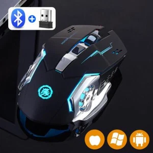 Wireless Gaming Mouse Bluetooth 2.4g Rechargeable Silent Backlit USB for Pc Lapt - Picture 1 of 24