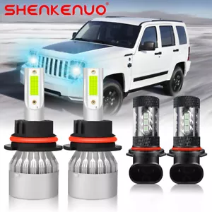 For Jeep Liberty 2002-2007 8000K Blue LED Headlight + Fog Light Bulbs 9007+9145 - Picture 1 of 15