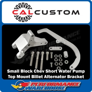Cal Custom Small Block Chev Short WP Top Mount Billet Alternator Bracket - Bild 1 von 6