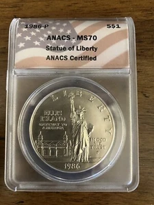 1986 Statue of Liberty Unc Commemorative 90% Silver Dollar US Coin-MS 70 - Picture 1 of 4