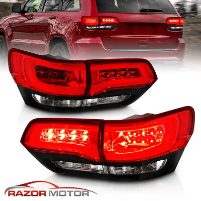 2014-2021 For Jeep Grand Cherokee Red Black Clear LED Brake Tail Lights Pair - Image 1 of 4