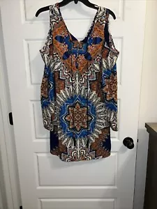 Blusa donna piccola gufo rosa blu bianca tessuto floreale 3/4 slv spalla fredda - Foto 1 di 2