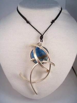 Ciondolo in ARGENTO 925 con Lapislazzuli naturale - Pendente Pietra Dura Lapis - Immagine 1 di 4