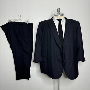 Hand Tailored | Bespoke Tom James Suit 60S 56W Mens Stripe Wool - Picture 1 of 18