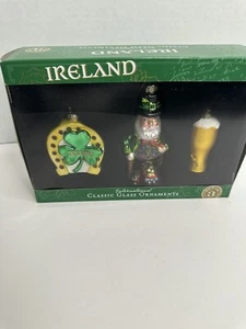WORLD MARKET “Ireland” International Classic Glass Ornaments Set 3 st. patricks - Picture 1 of 6