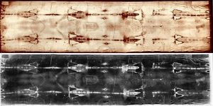 Shroud of Turin Jesus Christ Burial Cloth Photo Poster Print w/ Negative 24 x 48 - Picture 1 of 2