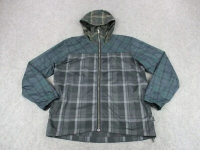 Stussy Jacket Mens Small Gray Green Tartan Plaid Trim Windbreaker Zip Up Coat - Image 1 of 4