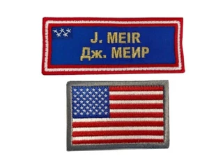 NASA Astronaut Meir Spare Nametag Flag Set Patch ISS Soyuz MS 15 Exp 61-62 - Picture 1 of 9