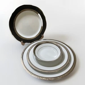 4 Piece Lot Noritake Regent Platinum 4333 Dinner Luncheon Salad Fruit Bowl - Picture 1 of 13