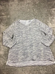 Croft & Barrow Sweater Womens Size 1X Blue White Gray Plus Relaxed - Picture 1 of 11