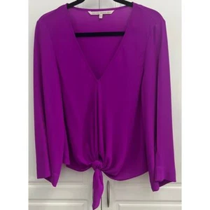 Rachel Roy lila Cropped Bluse mit Bindeband vorne langer Schlitzärmel Größe M  - Bild 1 von 6