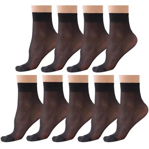 9 Pairs Ankle Sheer Socks for Women 20 Denier Nylon Ladies Socks One Size Black - Picture 1 of 5