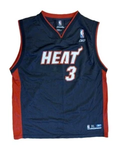 Miami Heat NBA Jersey Mens Size XL Dwyane Wade #3 Black Reebok Swingman Vintage - Picture 1 of 8