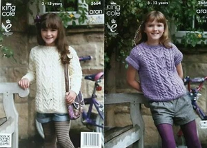 King Cole Girls aran cabled tunic and top 3664 - Picture 1 of 1