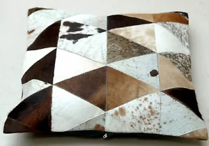 New COWHIDE Cushion Covers Leather Pillow Patchwork Cushion # 155(18"x18") - Picture 1 of 4