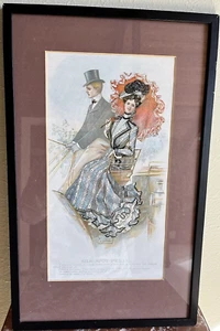 H.B. Clafin Co Ladies Fabric Framed Advertising Print 1890-1914 "Silk Spot Pekin - Picture 1 of 6