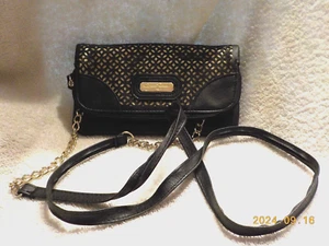 Jessica Simpson Crossbody shoulderbag purse in Black & gold w/ leopard interior - Picture 1 of 7