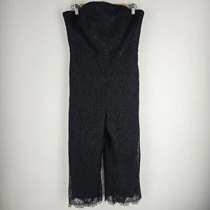 Mono Kookai Mujer Talla 40 Negro Encaje Sin Tirantes Espalda Cremallera Pierna Recta Evento - Imagen 1 de 8