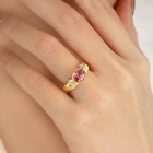 18Ct Solid Yellow Gold 1,5Ct Hot Pink Tourmaline And Diamond Cocktail Ring Vvs